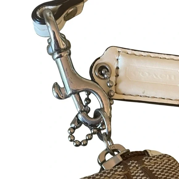 Coach Wristlet Coin Purse Cream and Brown Canvas - Picture 4 of 10